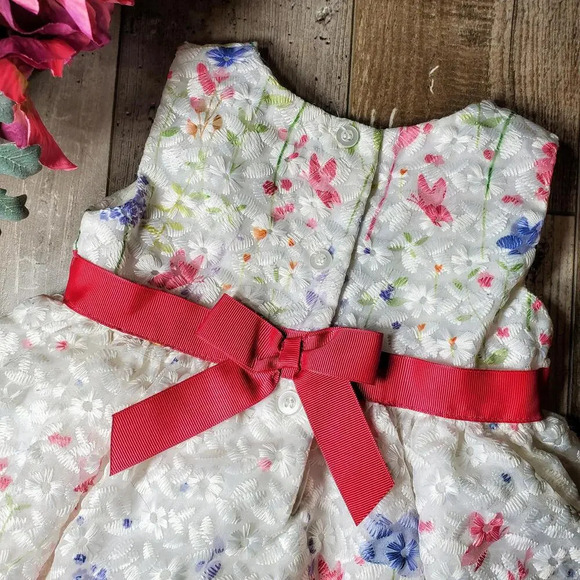 Blueberi Boulevard Formal White and Pink Floral Toddler Girl's Dress Size 18m - Picture 12 of 14